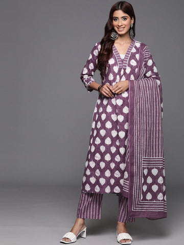 Varanga Women Floral Printed Straight Kurta With Tonal Printed Bottom And Dupatta
